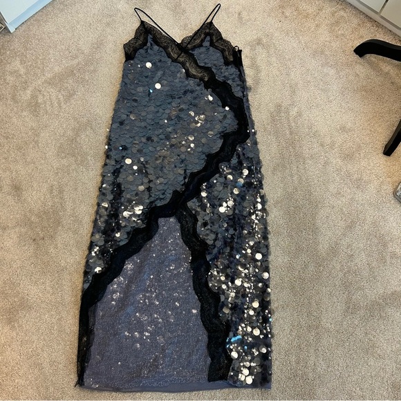 Zara ZW Collection Mauve Purple Sequin Lace Midi Dress S NWOT cocktail party - Picture 11 of 17